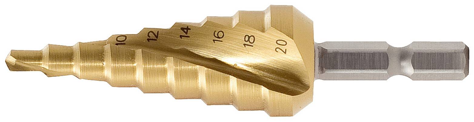 KS TOOLS 1/4\" HSS-TiN Stufenbohrer-Bit,Ã? 4-12mm, 9 Stufen (330.2384)