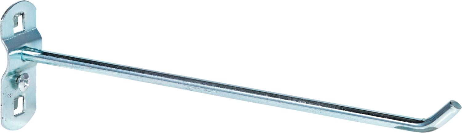 Metallhaken zur Wandbefestigung. Ideal zum Aufhängen verschiedener Gegenstände. Links die Befestigungsplatte mit Löchern.