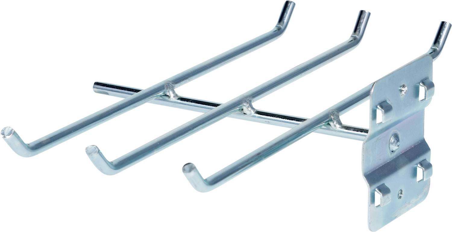 Metallhaken mit vier Armen, geeignet zur Wandbefestigung, für die Aufbewahrung von Werkzeugen oder anderen Gegenständen.