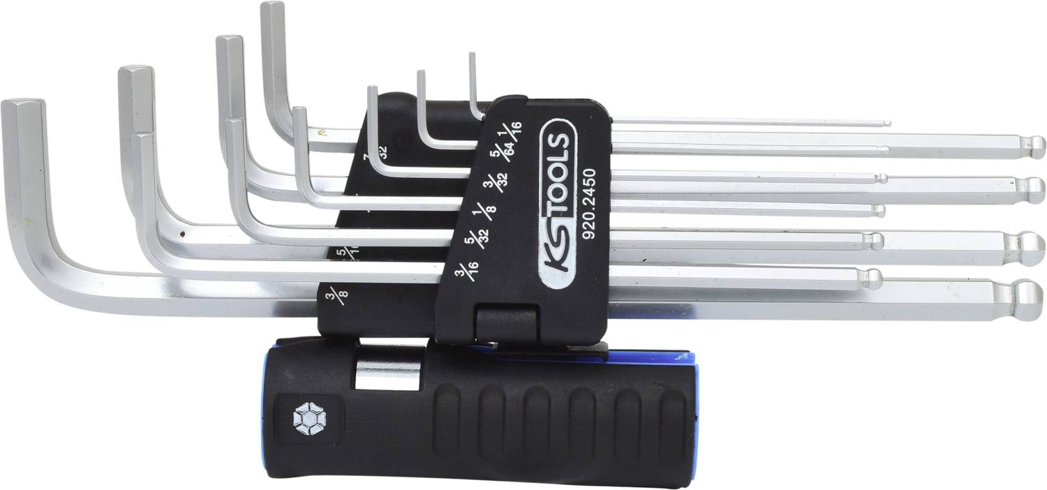 KS Tools 920.2450 Innen-Sechskant Winkelschraubendreher-Set 5/64 Zoll, 3/32 Zoll, 1/8 Zoll, 5/32 Zoll, 3/16 Zoll, 1/4 Zoll, 5/16 Zoll, 3/8 Zoll, 1/2 Zoll, 9/16 9202450