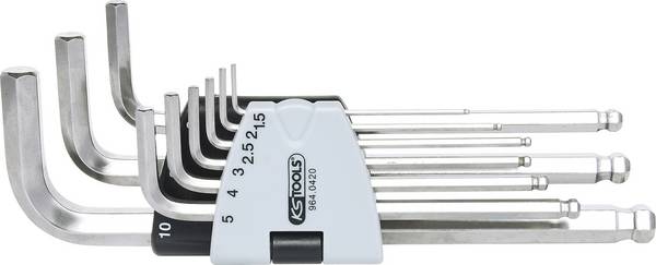 KS Tools 9640420 Innen-Sechskant Winkelschraubendreher-Set 1.5 mm, 2 mm, 2.5 mm, 3 mm, 4 mm, 5 mm, 6 mm, 8 mm, 10 mm   9teilig