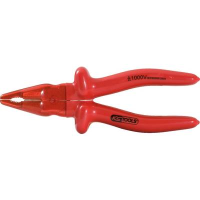 Rote Isolierzange von KS Tools, zertifiziert bis 1000V, geeignet für Arbeiten an elektrischen Anlagen.