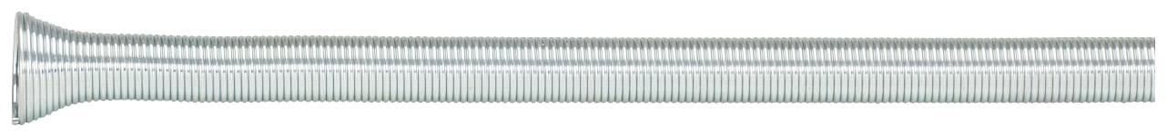 Metallschlauch mit geripptem Muster und breitem, trichterförmigem Ende.