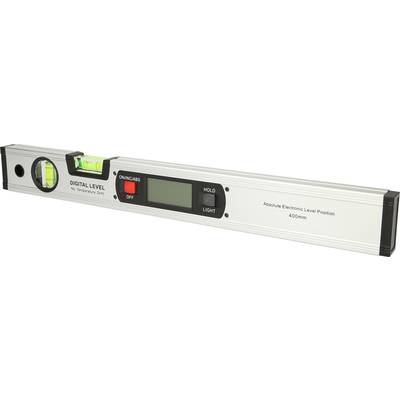 Elektronische Wasserwaage mit digitaler Anzeige, zwei Libellen und Längenangabe von 400 mm. Ideal zum präzisen Ausrichten.