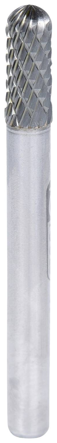 Ein zylindrisches Metallwerkzeug mit geriffelter Spitze, vermutlich ein Fräser oder Bohrer.
