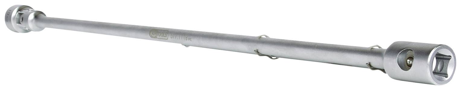 Ein silberner Drehmomentschlüssel mit langem Griff liegt schräg. Verwendet zum präzisen Anziehen von Schrauben und Muttern.