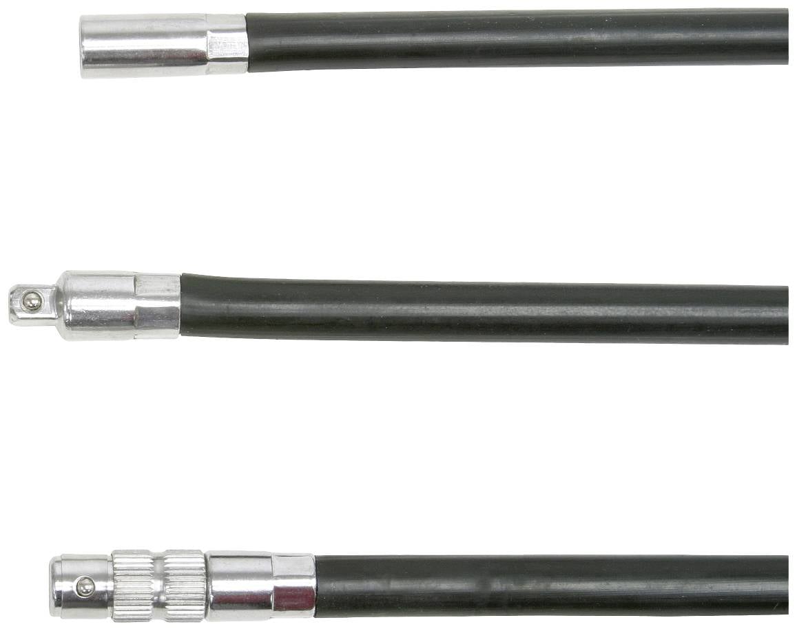 Drei schwarze Kabel mit silbernen Steckverbinderenden, angeordnet in einer vertikalen Reihe. Jedes Kabel hat einen unterschiedlichen Steckertyp.