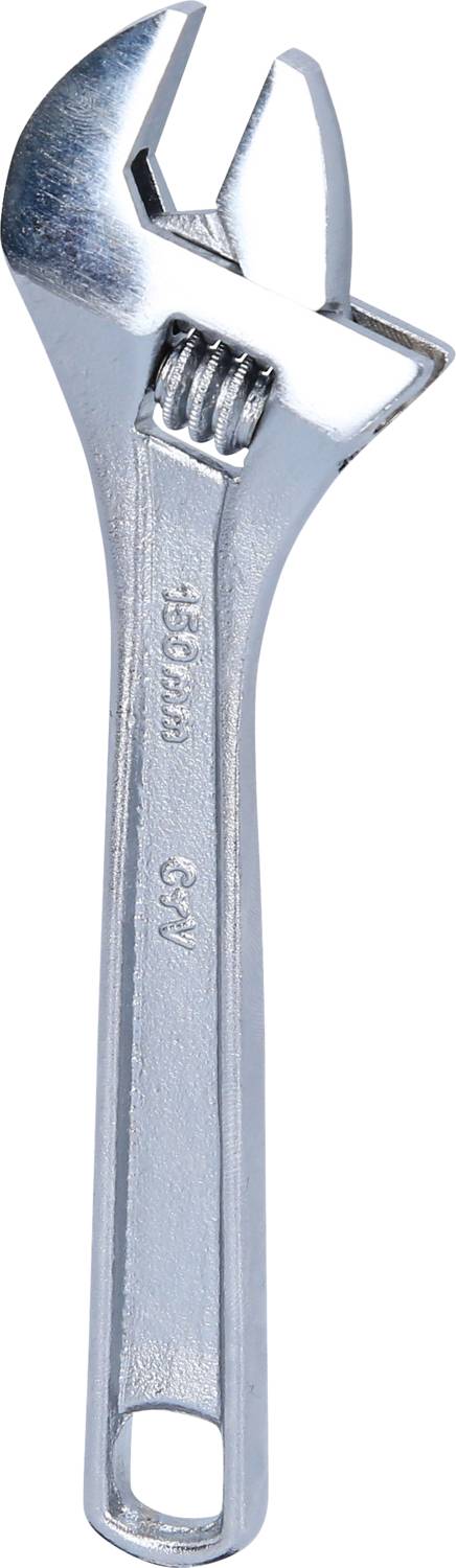 Ein verstellbarer Schraubenschlüssel aus Metall, geeignet für verschiedene Schraubengrößen.