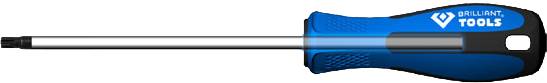 Ein blauer Schraubendreher mit schwarz-blauem Griff und der Aufschrift 'Brilliant Tools'.