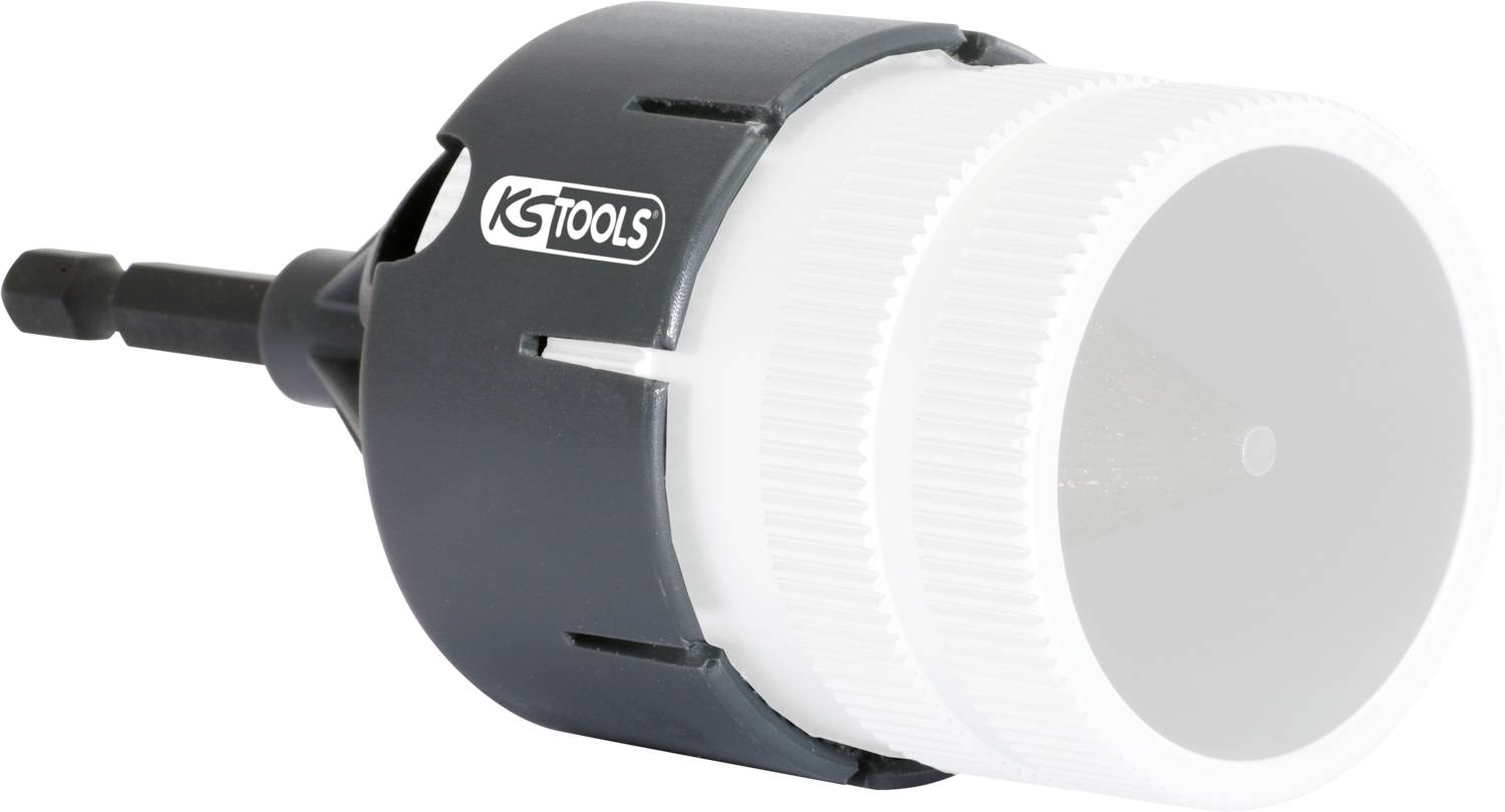 Metallentgrater mit Kunststoffgriff und Klingen, geeignet zum Entgraten von Rohren oder Stangen.