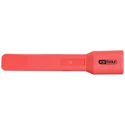 Ein roter Kunststoffkeil mit der Aufschrift 'KS TOOLS' an der Seite, vermutlich ein Werkzeug zum Lösen oder Abheben von Materialien.