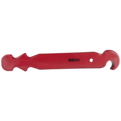 Roter Wunderhebel von KS Tools, ein multifunktionales Werkzeug mit Haken und Kerben zum Hebeln, Schaben oder Öffnen von Gegenständen.