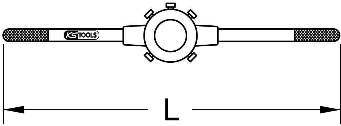 'Handgewindebohrerhalter' mit langem Griff, Markenaufdruck KS Tools; geeignet für manuelle Anwendungen mit variabler Länge L.