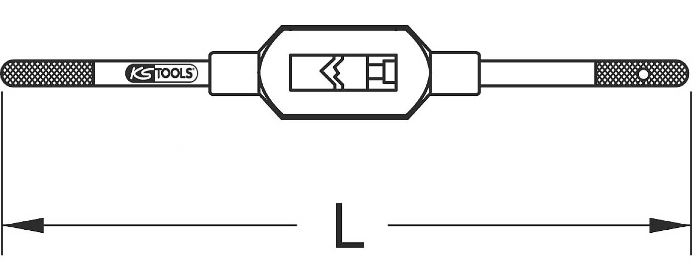 Schraubenschlüssel von KS Tools mit verstellbarem Griff und Maß 'L'. Ideal für kontrolliertes Schrauben auf verschiedenen Weiten.