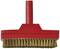 Rote Bürste mit harten, goldenen Borsten, geeignet für intensive Reinigungsarbeiten auf robusten Oberflächen.