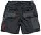 Schwarze Arbeitsshorts mit mehreren Taschen und roten Akzenten, geeignet für Outdoor- oder Handwerksarbeiten.