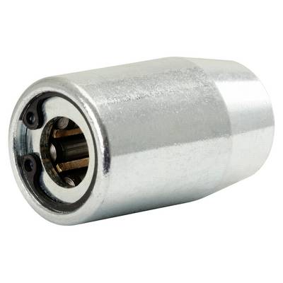 Ein zylindrisches Metallteil mit offener, mit Schraubiösen besetzter Seite. Es scheint Teil eines mechanischen oder automotiven Systems zu sein.
