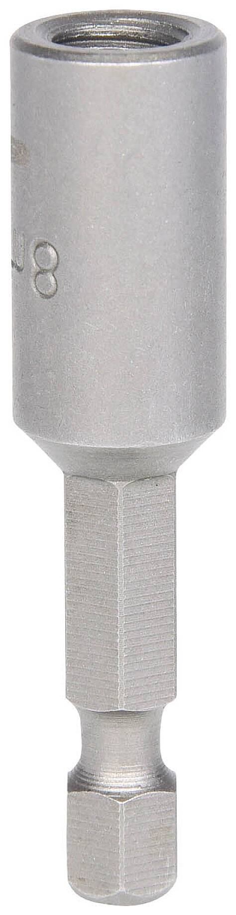 Metallische Sechskant-Stecknuss mit einem magnetischen Kopf, geeignet für Schraubendreher, zur Befestigung von Schrauben.