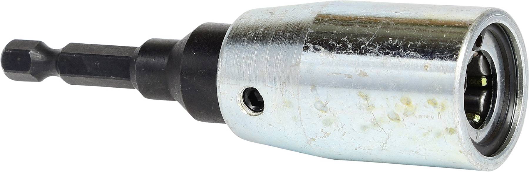 Metallisches Werkzeug zum schnellen Wechsel von Bits, zylinderförmig mit sechseckigem Ende, verwendet in elektronischen Bohrmaschinen.