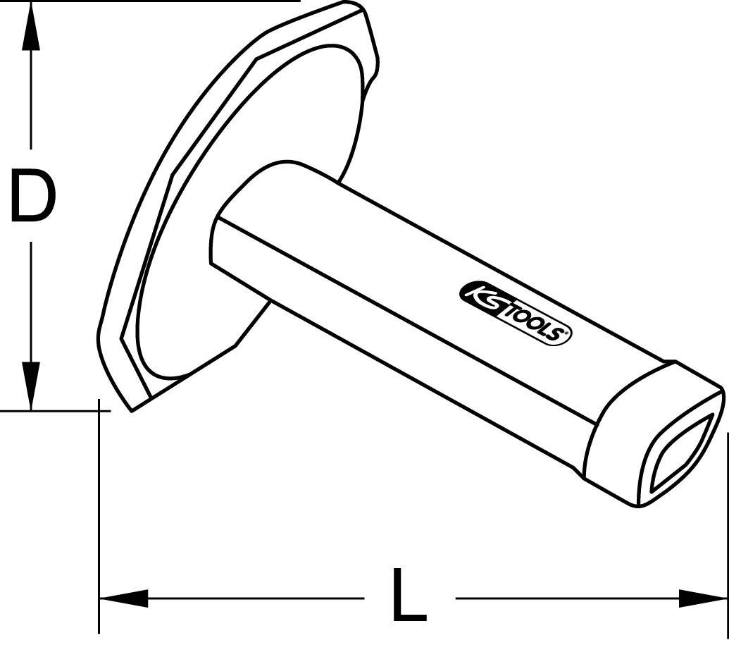 Illustration eines Bolzenabziehers der Marke KS Tools. Der Bolzenabzieher zeigt die Maße D und L.