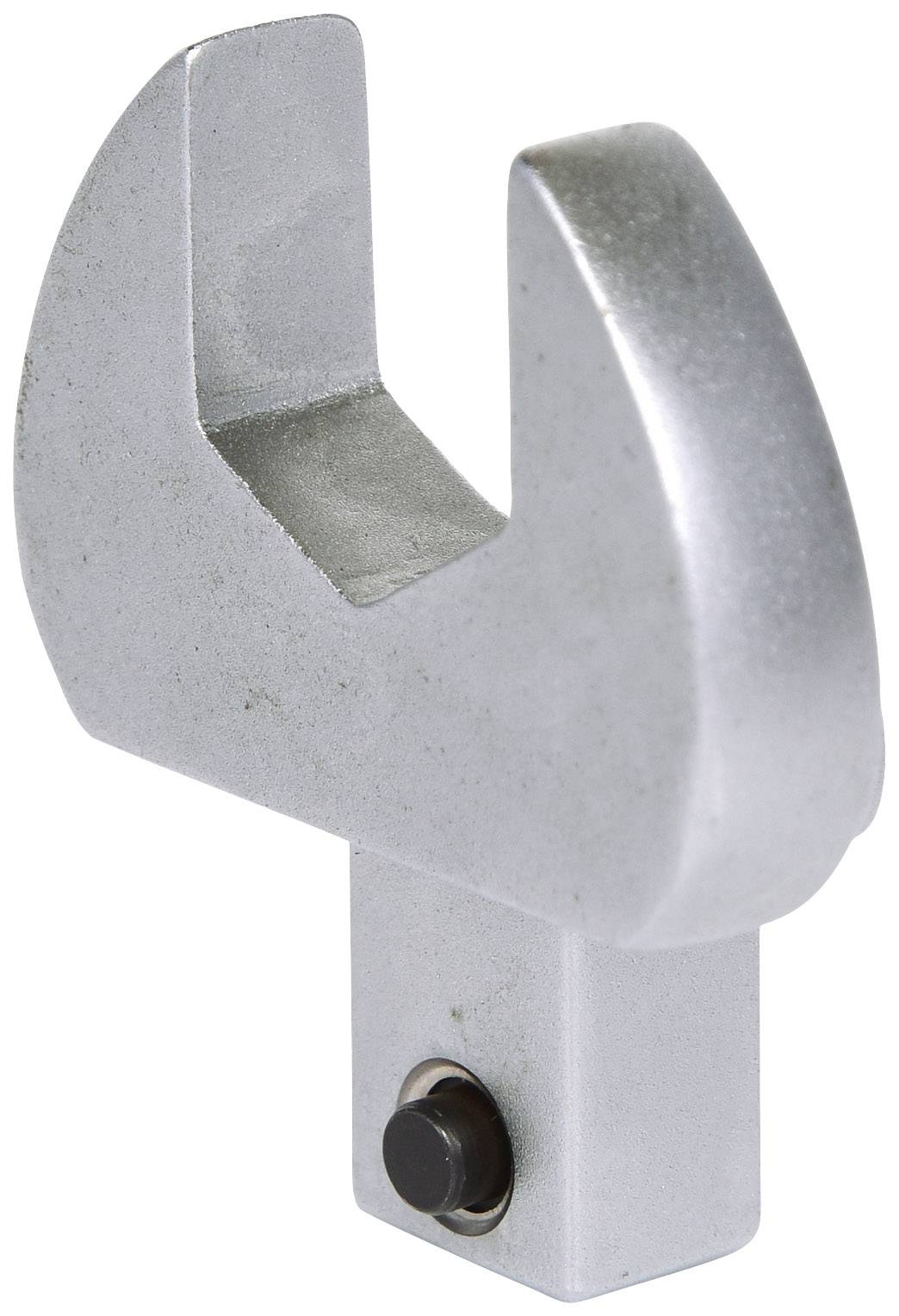Metallschraubenschlüsselaufsatz, silbergrau, mit einer offenen Maulöffnung.