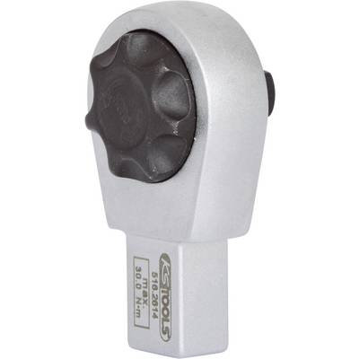 Silberner Drehmomentschlüsseladapter mit schwarzem Drehknopf, Aufschrift 'KS Tools' und Spezifikationen 'm9 x 1, 30.0 N·m'.