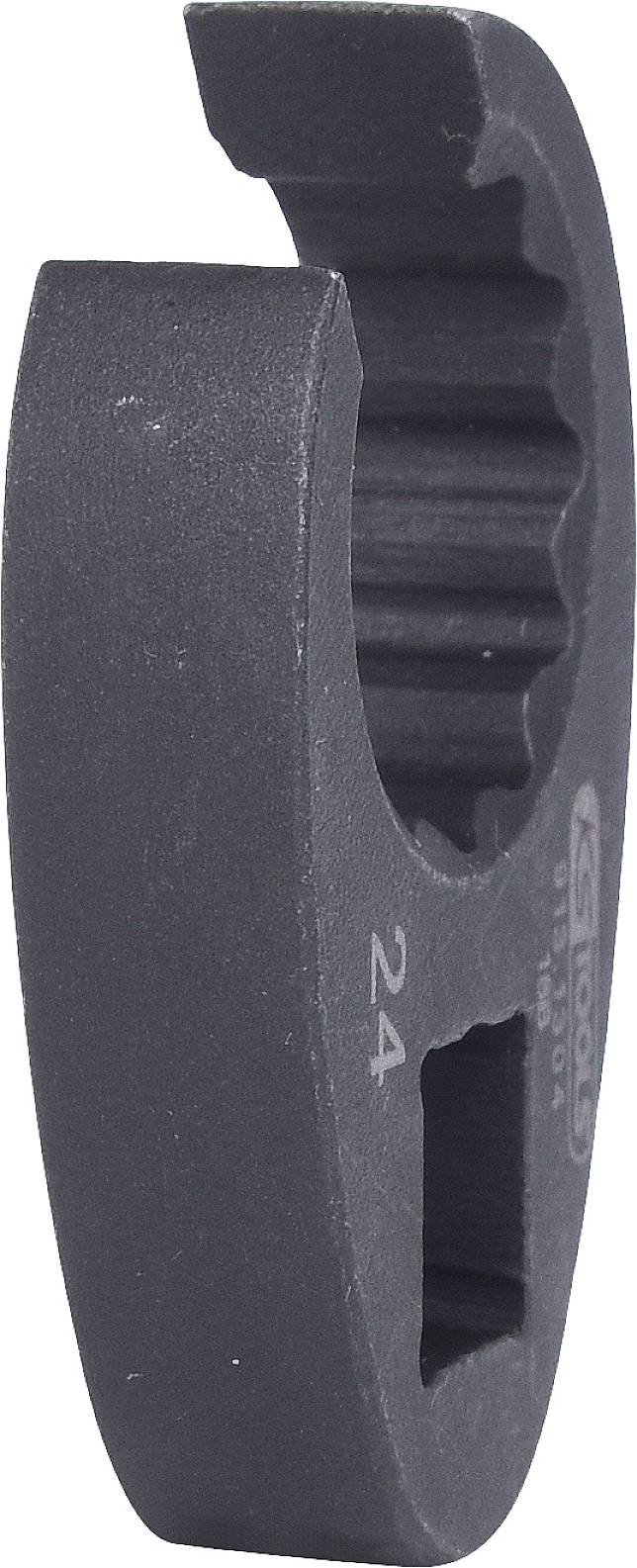 Schwarzer Gabelringschlüssel mit der Größe 24, geeignet zum Anziehen oder Lösen von Muttern und Schrauben in schwer zugänglichen Bereichen.