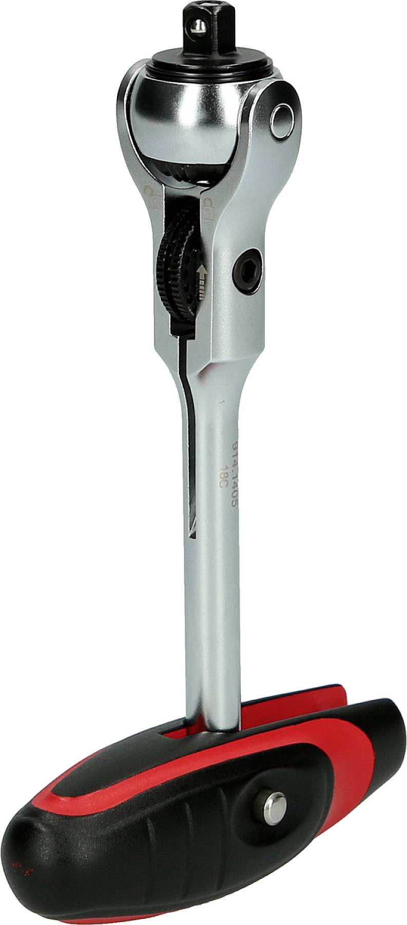 Ein verstellbarer Drehmomentschlüssel mit schwarzem und rotem Griff, verwendet zum präzisen Anziehen von Schrauben und Muttern in der Mechanik.