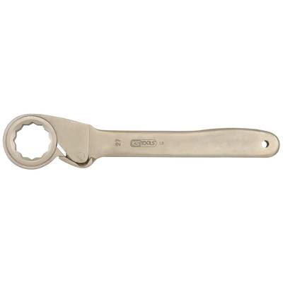 Ein Ringschlüssel aus Metall mit der Größe 27, geeignet für Reparaturen oder Montagearbeiten.
