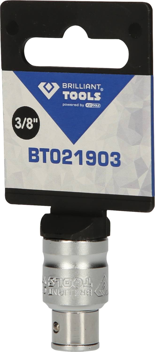 Steckschlüsseladapter für Vierkantantrieb mit Produktcode 'BT021903', Marke 'Brilliant Tools', Größe 3/8".