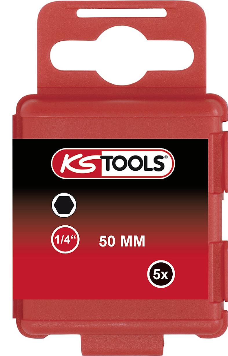 KS Tools 911.2804 Sechskant-Bit Spezialstahl vernickelt E 6.3 5 St.
