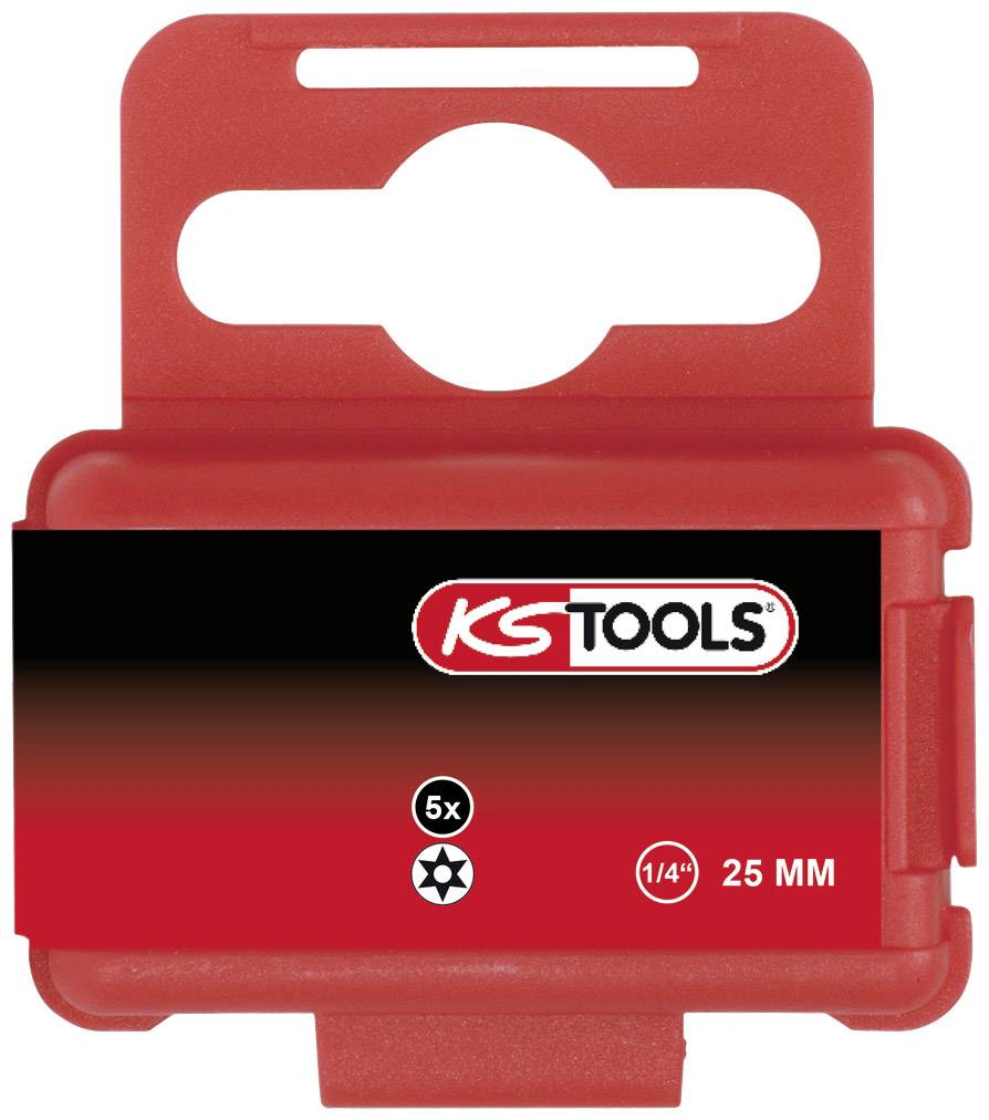 KS TOOLS 1/4\" TORSIONpower Bit TX, 25mm, TB27, mit Bohrung, 5er Pack (918.3626)