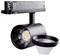 'Schwarzer LED-Strahler mit abnehmbarer Reflektorlinse, geeignet für Schienensysteme, zeigt die interne COB-LED-Komponente.'