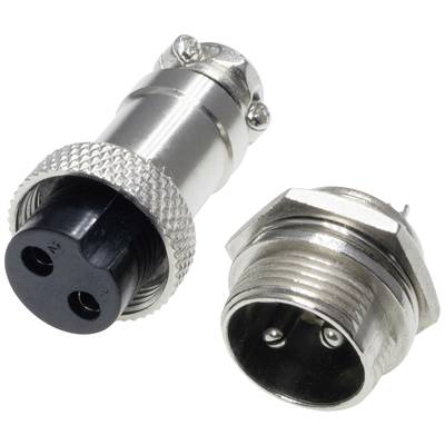 Pollin 453551 Rundsteckverbinder Buchse, Einbau, Stecker Gesamtpolzahl: 2 1 Set