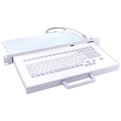 GETT TKS-088c-TOUCH-SCHUBL-USB-DE Kabelgebunden Tastatur Deutsch, QWERTZ Weiß IP65, Integriertes Touchpad, 19" Anwendung