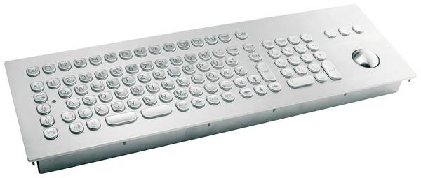 GETT TKV-105-TB38V-MODUL-USB-DE Kabelgebunden Tastatur Deutsch, QWERTZ Edelstahl IP65, Integrierter Trackball, Maustasten