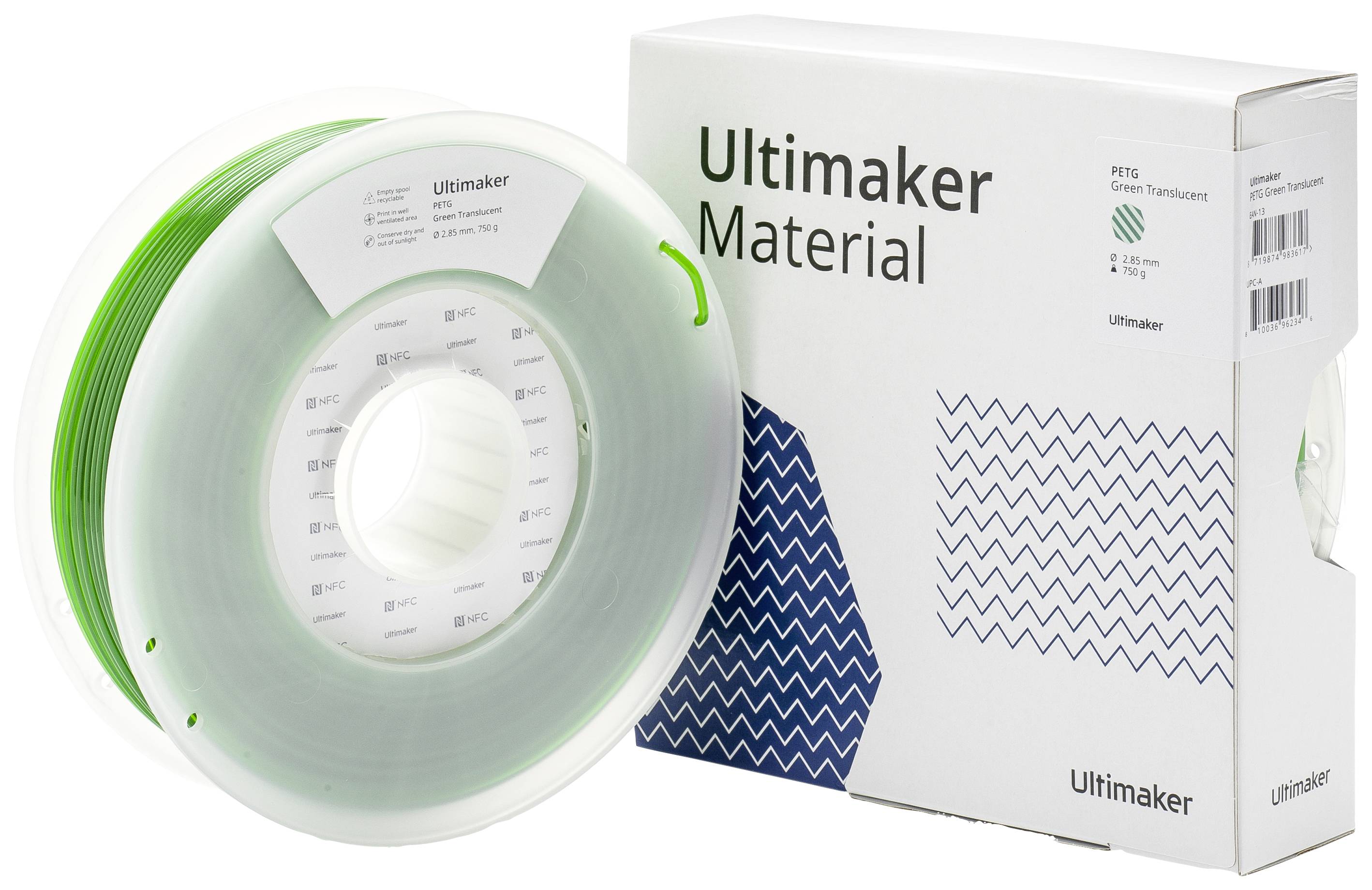Ultimaker 227338 - PETG-Filament - grün transluzent - 2.85mm - 750gGrün-2