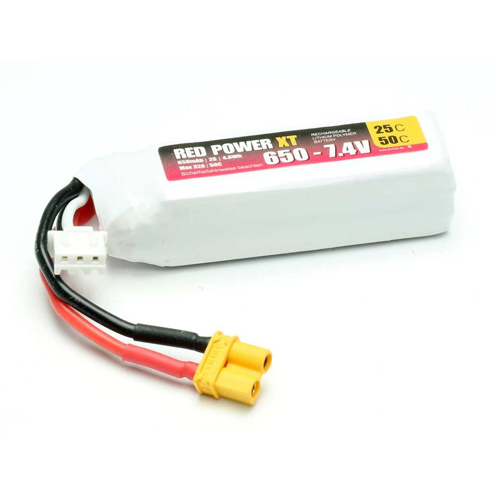 Red Power LiPo accupack 7.4 V 650 mAh 25 C Softcase XT30
