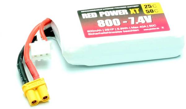 Red Power Modellbau-Akkupack (LiPo) 7.4 V 800 mAh 25 C Softcase XT30