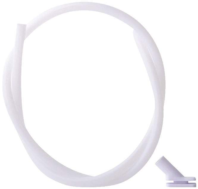 Ein weißer, flexibler Schlauch mit einem Spitzaufsatz.