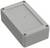 Graues rechteckiges Kunststoffgehäuse mit Schrauben an den Ecken. Geeignet zur Elektronikeinbettung.