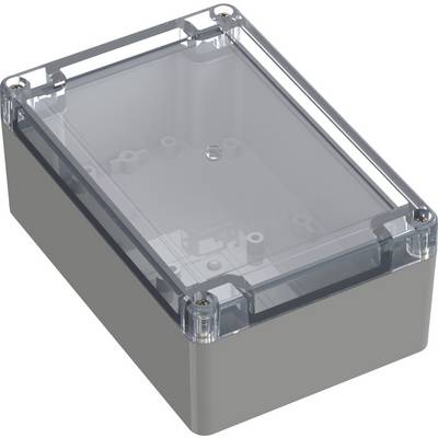 Rechteckiges, transparentes Gehäuse mit klarer Abdeckung, geeignet für elektronische Bauteile oder Schutz von Geräten.