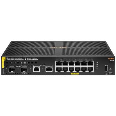 Ein Netzwerk-Switch der Marke 'aruba' mit mehreren Ethernet-Ports zur Datenübertragung, Modellnummer RMN: 9GA.