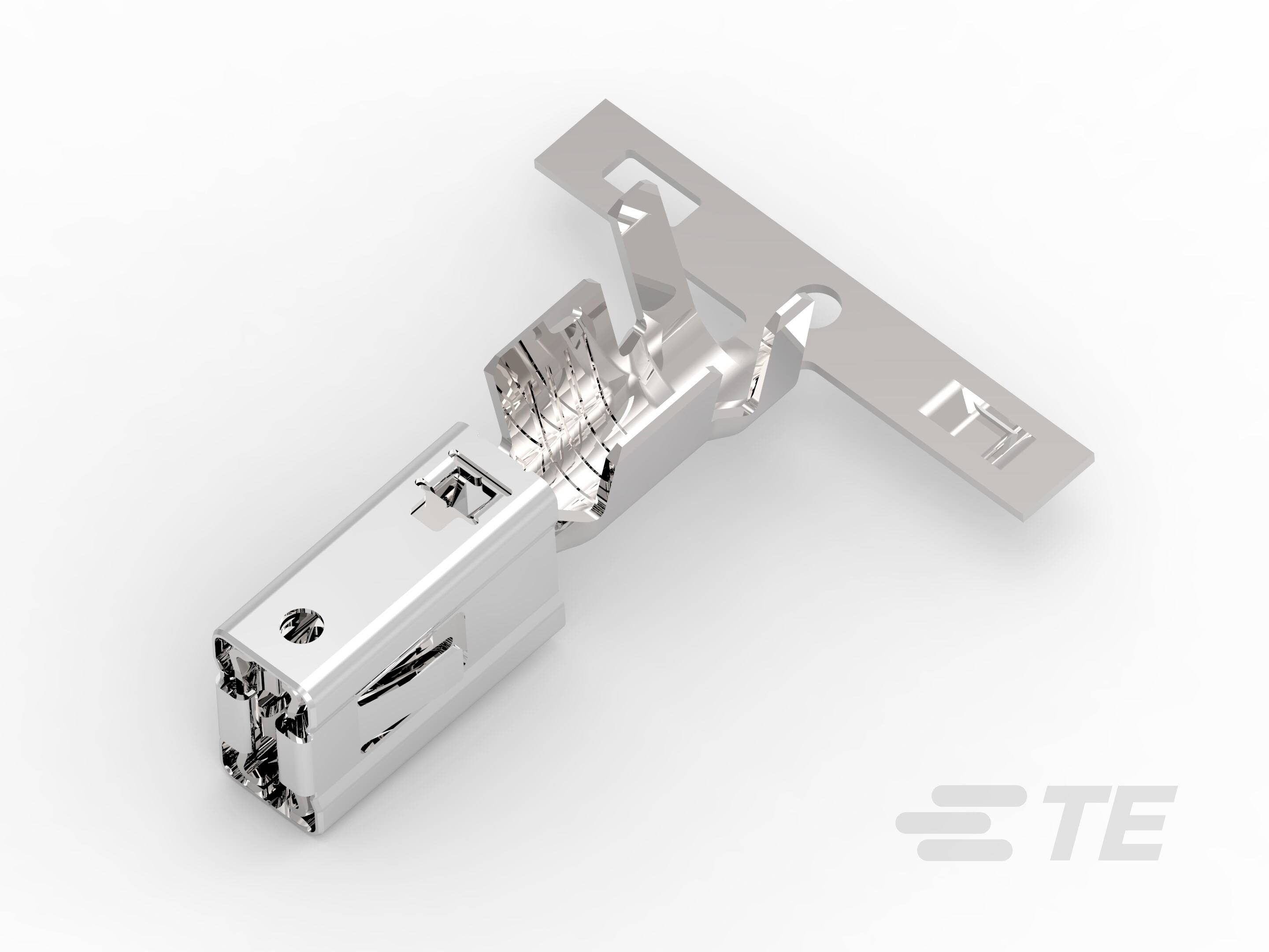 Ein metallischer Steckverbinder mit rechteckiger Form und mehreren Stiftkontakten. Eignet sich für elektrische Verbindungen.