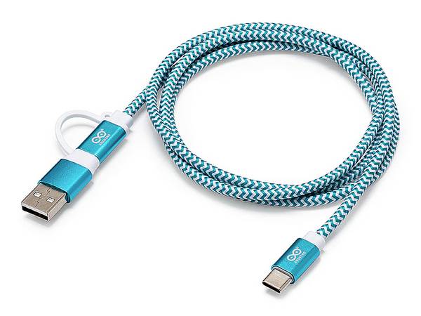 Arduino TPX00094 USB-C® Kabel Arduino [1x USB-C® - 2x USB-C®, USB-A] 1 m Weiß, Türkis