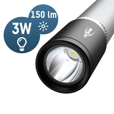 Taschenlampe mit 3 Watt Leistung, 150 Lumen Helligkeit. Großer Ein-/Ausschalter, geeignet für Outdoor-Aktivitäten.