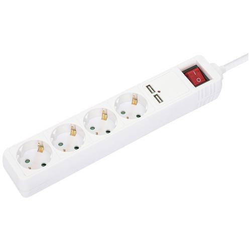 Manhattan 168342 Steckdosenleiste mit Schalter Weiß Schutzkontakt 1 St.