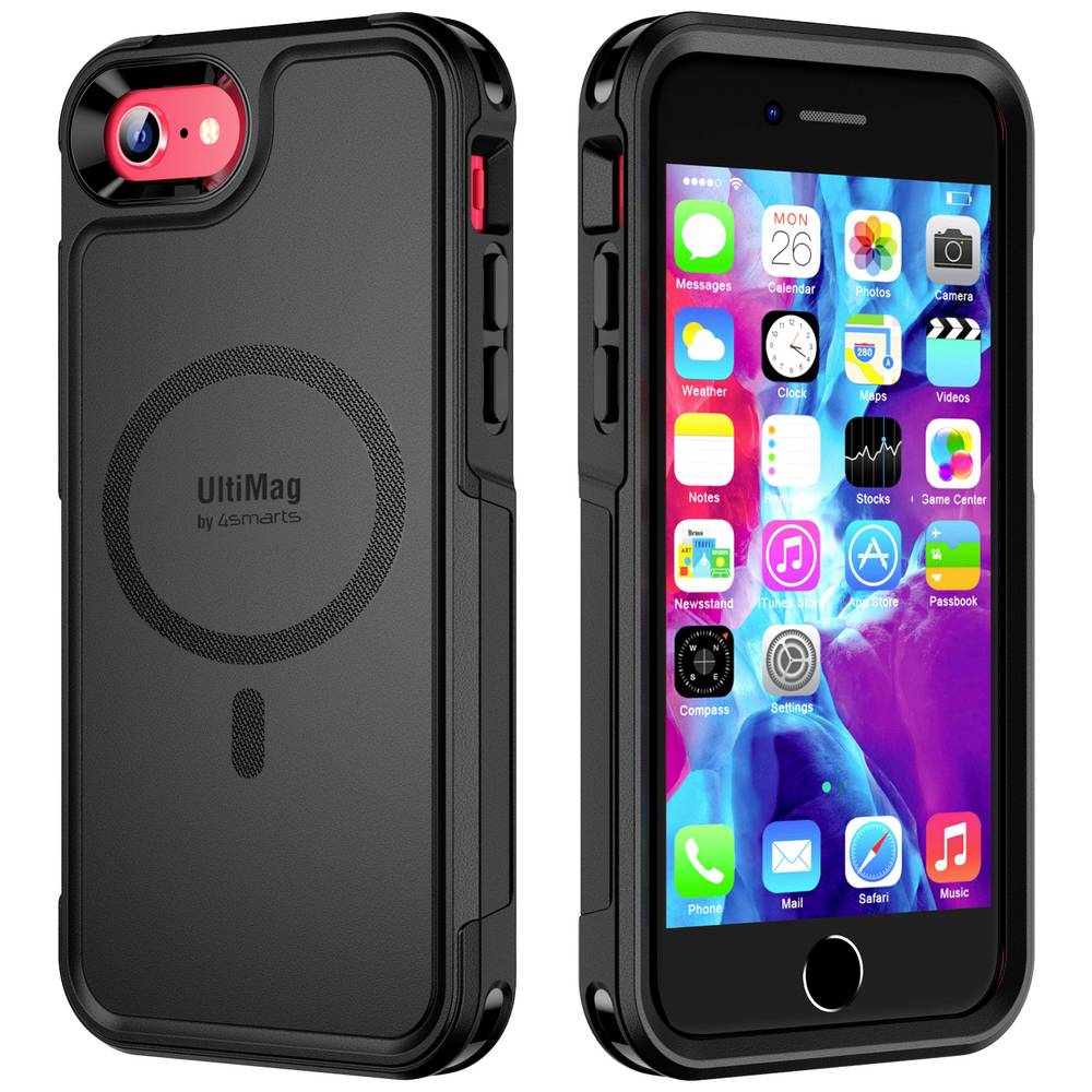4Smarts Defend Case UltiMag Backcover Apple iPhone7, iPhone8, iPhoneSE2, iPhoneSE3 Zwart MagSafe compatible, Stootbestendig