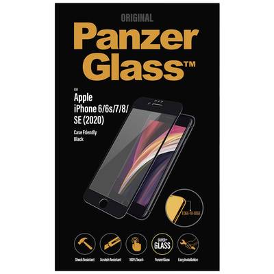 'PanzerGlass' Schutzfolie für Apple iPhone 6/6s/7/8/SE (2020), schwarz. Stoßfest, kratzfest, 100 % Touch, einfache Installation.