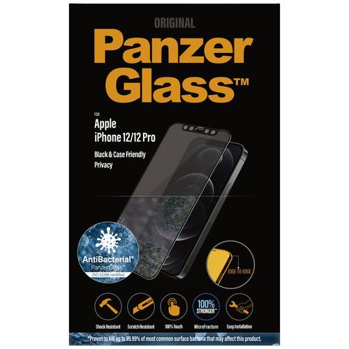 PanzerGlass Edge2Edge Displayschutzglas mit Blickschutz Apple iPhone 12, iPhone 12 Pro 1 St. Anti-Fingerprint, antibakte...